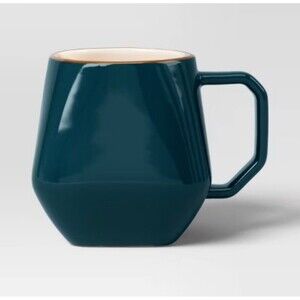 Set Of 2 - Threshold Geo Mug Garnet With Gold Rim 16 oz NEW
